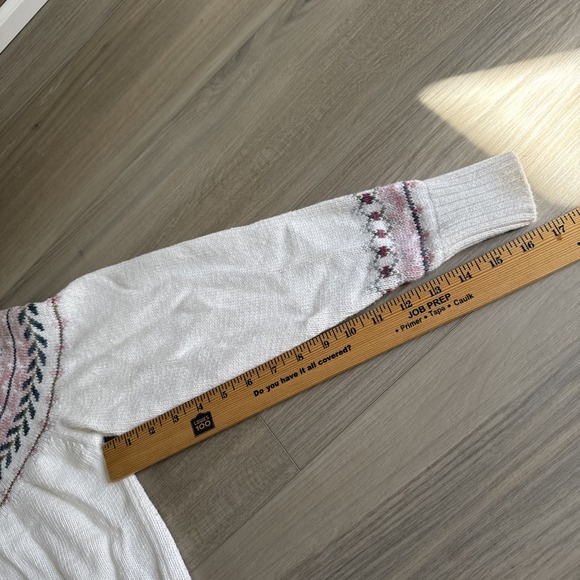 Vintage Tiara International Cardigan Sz M Pink Fair Isle Sweater Nordic Zip - Picture 5 of 7